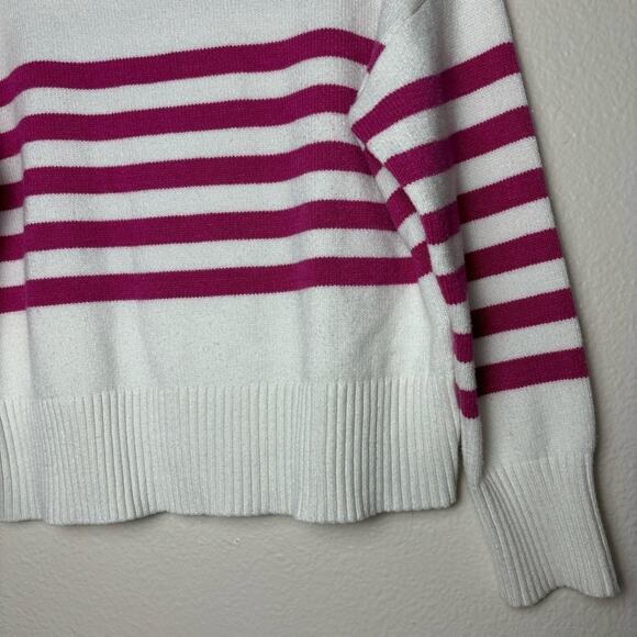 Truth by Republic Sweater Women's Size Medium Mock Neck White w/ Pink Stripes - Picture 16 of 16